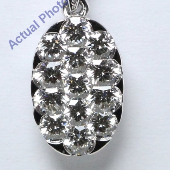 18K White Round Diamond Oval Pendant 1.01 Ct G Vvs C19000216 - Picture 3 of 3